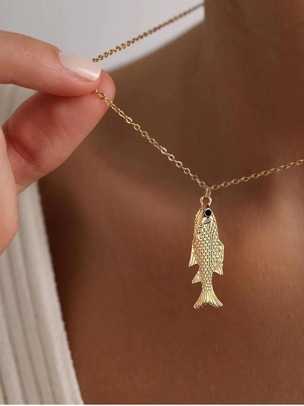 Gold Fish Pendant Necklace